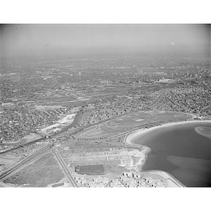 South Boston, Carson Beach, view to South End and Back Bay, center, Housing Project, Boston, MA