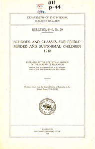 Schools and classes for feeble-minded and subnormal children 1918