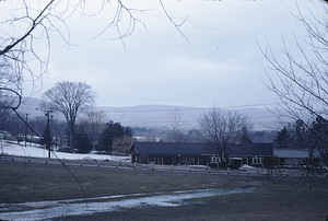 View of Taconic Range and long distance telephone line cut south of the HMF. Photo taken from North Street near Whitman Street.