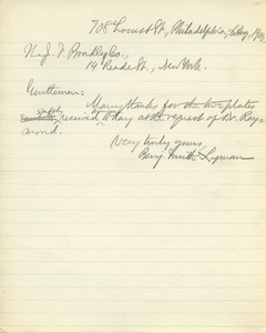 Letter from Benjamin Smith Lyman to J. F. Bradley Co.