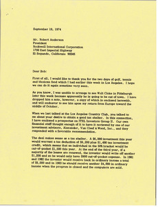 Letter from Mark H. McCormack to Robert Anderson