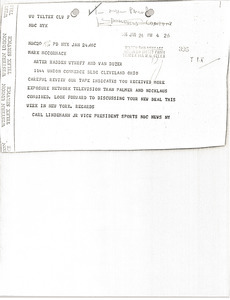 Telegram from Carl Lindemann to Mark H. McCormack