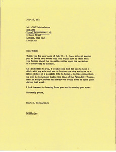 Letter from Mark H. McCormack to Cliff Michelmore