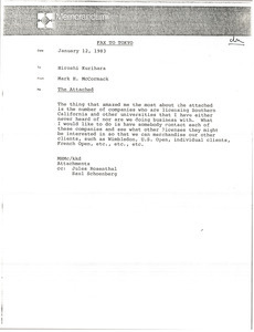 Memorandum from Mark H. McCormack to Hiroshi Kurihara