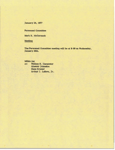 Memorandum from Mark H. McCormack to personnel committee