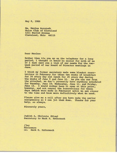Letter from Judy A. Chilcote to Maxine Sarstedt
