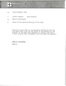 Memorandum from Mark H. McCormack to Jackie Simpson and Buzz Hornett