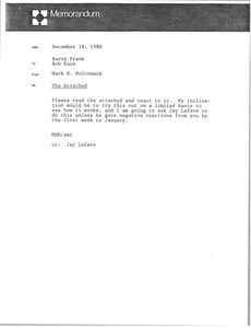 Fax from Mark H. McCormack to Barry Frank