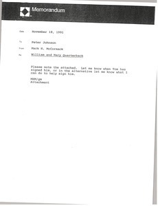 Memorandum from Mark H. McCormack to Peter Johnson