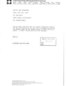Fax from Mark H. McCormack to Bob Kain