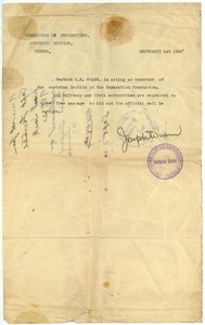 Permit for courier duties for Lloyd E. Walsh