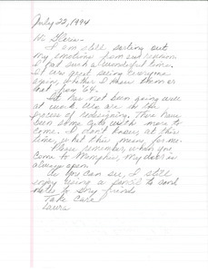 Letter from Laura Strong to Gloria Xifaras Clark