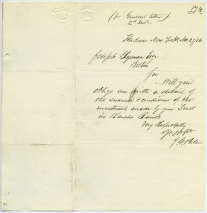 Letter from J. G. Palen to Joseph Lyman