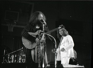 Jethro Tull in concert at the Springfield Civic Center: Ian Anderson (guitar and vocals) and John Evan (keyboards)