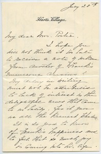 Letter from Harriet H. White to Florence Porter Lyman