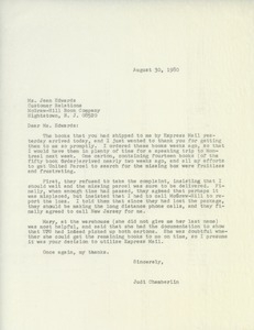Letter from Judi Chamberlin to Jean Edwards