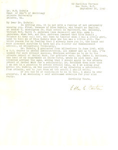 Letter from Etta E. Carter to W. E. B. Du Bois