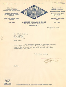 Letter from Universal-Lehrenkrauss Travel Agency to W. E. B. Du Bois