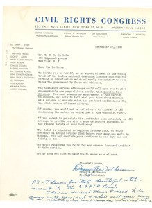 Letter from Civil Rights Congress to W. E. B. Du Bois