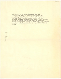 Statement of W. E. B. Du Bois on the divorce of Countee Cullen and Yolande Du Bois