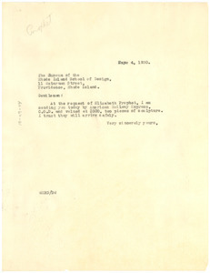 Letter from W. E. B. Du Bois to The museum of the Rhode Island School of Design