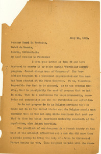 Letter from W. E. B. Du Bois to Henri La Fontaine