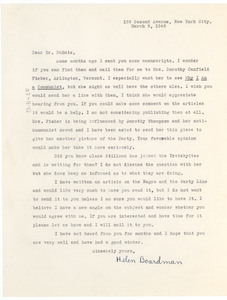 Letter from Helen Boardman to W. E. B. Du Bois