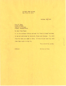 Letter from W. E. B. Du Bois to Marian Mays