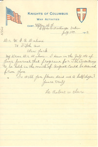 Letter from Robert W. Cheers to W. E. B. Du Bois