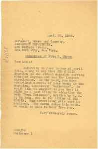 Letter from W. E. B. Du Bois to Harcourt Brace and Company