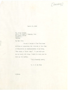 Letter from W. E. B. Du Bois to Cyrus Brooks