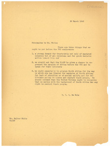 Memorandum from W. E. B. Du Bois to Walter White