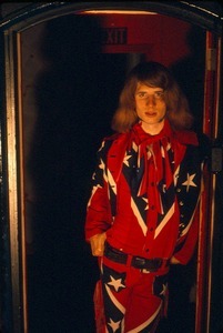 Michael Metelica in Confederate flag outfit