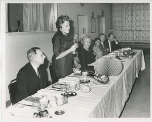 Mrs. William S. Kilbourne speaking at Thanksgiving celebration