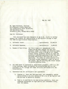 Walker's letter about the NCAA Men's Gymnastics Championships (1967)