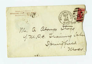 Envelope to a letter to Amos Alonzo Stagg from Williams College dated September 22, 1891