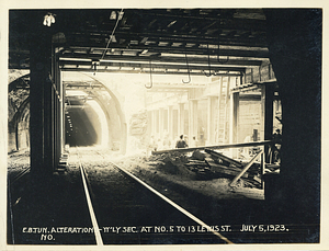 East Boston tunnel alterations - West view section at number 5 to 13 Lewis Street