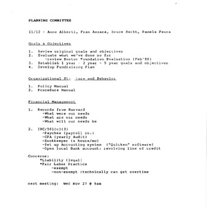 Agenda for Festival Puertorriqueño Planning Committee meeting on November 12, 1991