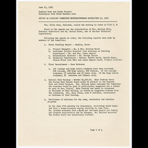 Minutes for Host Advisory Committee meeting on June 15, 1965