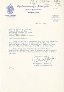 Letter from Richard F. Finnigan, Massachusetts State Representative, to Judge W. Arthur Garrity, 1975 June 24
