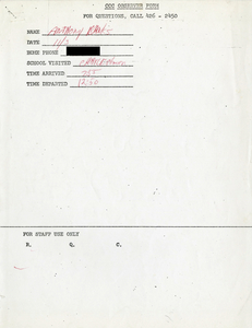 Citywide Coordinating Council daily monitoring report for Charlestown High School by Anthony Banks, 1975 November 3