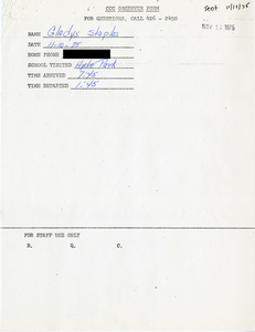Citywide Coordinating Council daily monitoring report for Hyde Park High School by Gladys Staples, 1975 November 10
