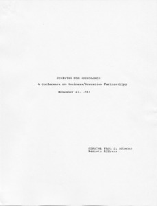 Striving for Excellence: A Conference on Business/Education Partnerships