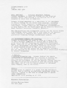 Accomplishments List - January-July 1983-Missy