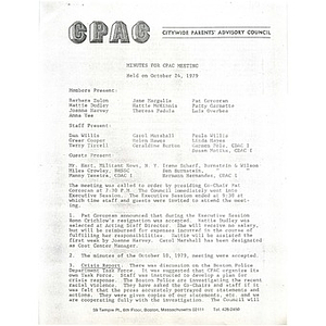 Minutes for CPAC meeting held on October 24, 1979.