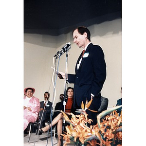 Jorge Hernandez addressing the audience at the opening of the Villa Victoria Cultural Center.