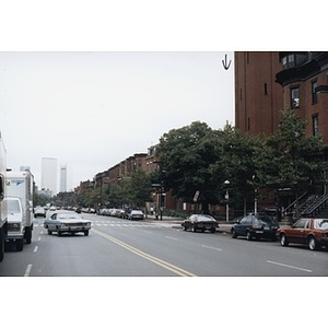 Tremont Street, looking towards the towers of downtown Boston.