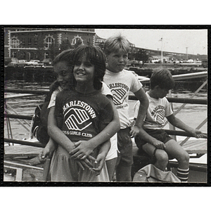 A Group of children waiting on the pier at the Charlestown Navy Yard