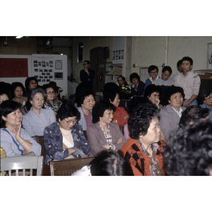 Participants at a garment workers' meeting