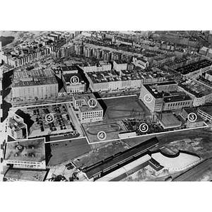 Aerial view of Northeastern's early campus